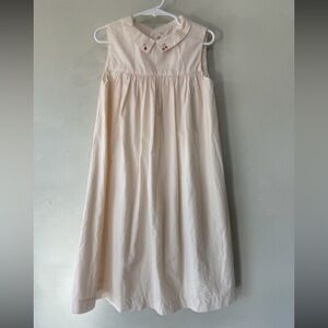 $150 BONPOINT Girls Pink Sleeveless Dress Size 6 Collared Peter Pan Pleated Long